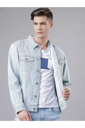Highlander Men Blue Solid Denim Jacket