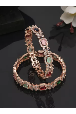 YouBella Set Of 2 Rose Gold-Plated & Stone Studded Bangle