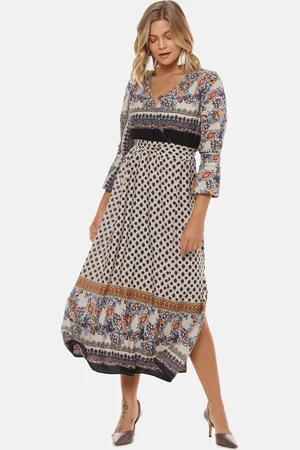 Campus Women Multicoloured Printed Fit and Flare Dress
