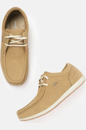 Woodland Men Camel Brown Solid Leather Derbys