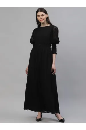 ATHENA Women Black Self Design Maxi Dress