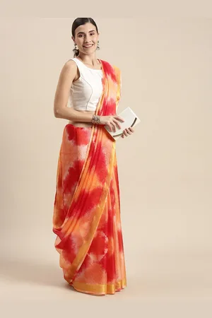 Jaipur Red Tie and Dye Art Silk Bandhani Shibori Kota Art Silk Saree