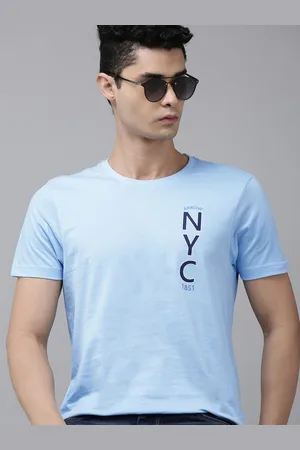 Arrow Men Blue Typography Printed T-shirt