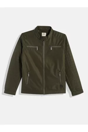 Buy WROGN Men Olive Green Solid Biker Jacket - Jackets for Men 2057164 |  Myntra