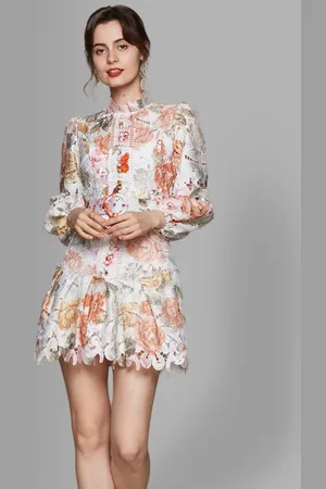 JC Collection Women Multicoloured Floral Printed Drop-Waist Mini Dress