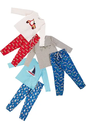 Frangipani Boys White & Blue Printed T-shirt with Pyjamas