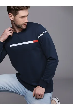 WROGN Men Navy Blue Printed Pullover Sweatshirt