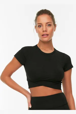 Trendyol Women Solid Short Sleeves Crop Top