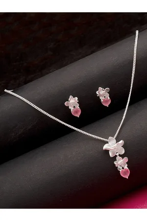 Voylla Woman Silver Plated Pendant Set