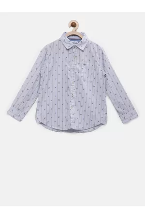 Lee Boys Blue Regular Fit Printed Casual Shirt