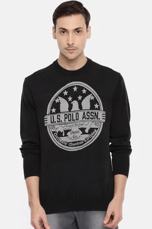 Ralph Lauren Men Black Printed Pullover Sweater