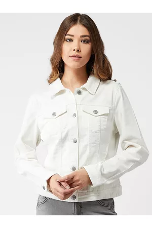 KOTTY Women White Solid Denim Jacket