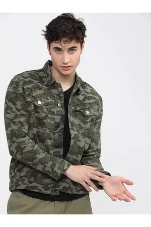 Highlander Men Olive Green Camouflage Tailored Jacket