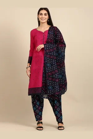 Rajnandini Magenta & Navy Blue Printed Unstitched Dress Material