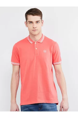 Max Collection Men Coral Red Polo Collar T-shirt