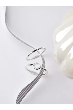 Accessorize London Women Set of 2 Silver Cut Out Circle Stacking Ring Set