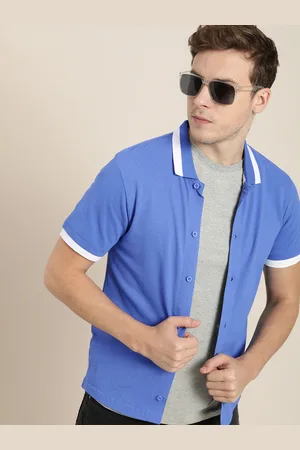 Moda Rapido Men Blue Polo Collar T-shirt