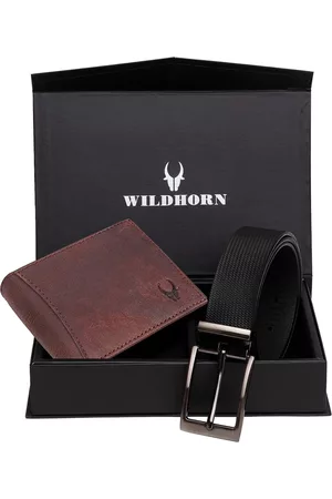 WildHorn Men Brown & Black RFID Protected Genuine Leather Accessory Gift Set