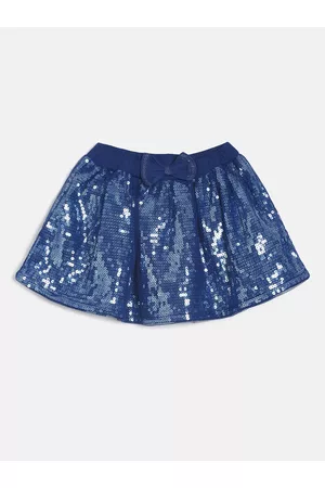 MINI KLUB Girls Blue Sequined Mini Flared Skirt