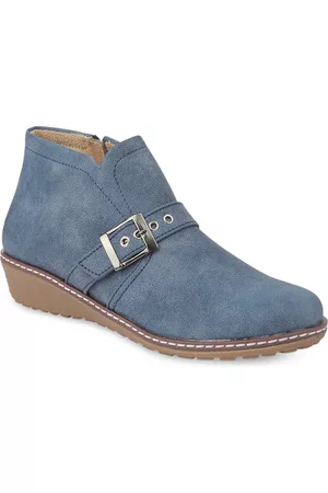 VALIOSAA Women Blue Solid Heeled Boots
