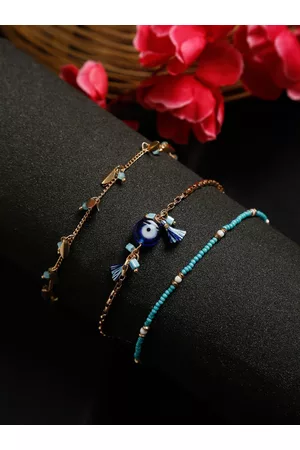 MADAME Women Set of 3 Layered Charm Anklet