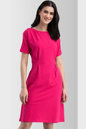 FableStreet Women Pink Solid Fit & Flare Dress