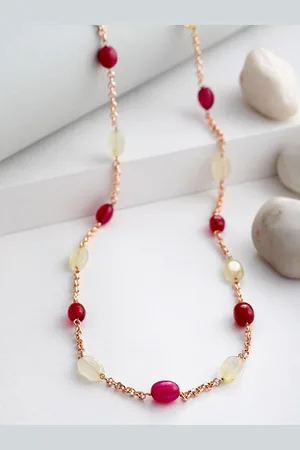 DUGRISTYLE Women Red & White Natural Stones Beaded Necklace