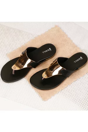 Denill Women Copper-Toned T-Strap Flats