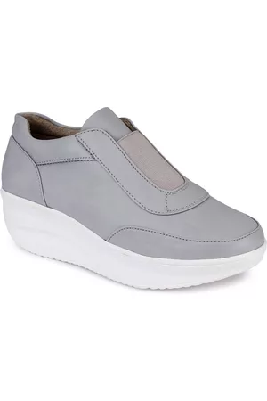VALIOSAA Women Grey Perforations Slip-On Sneakers