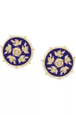 Asmitta Jewellery Gold Plated Blue Contemporary Studs Earrings