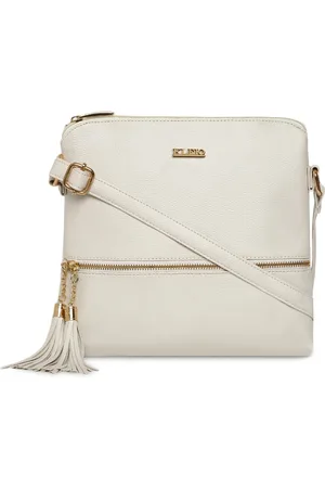 KLEIO Off-White Solid Tasseled Sling Bag