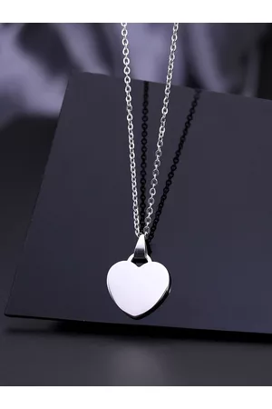 Yellow Chimes Woman Silver-toned Stainless Steel Love Heart Chain Pendant With Chain