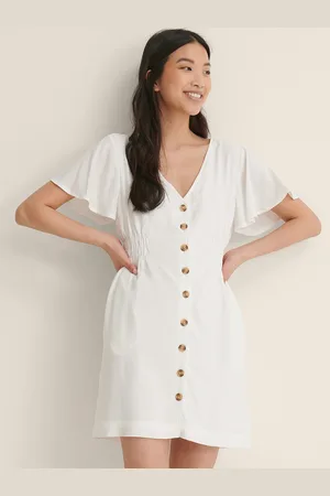 NA-KD Women White A-Line Dress