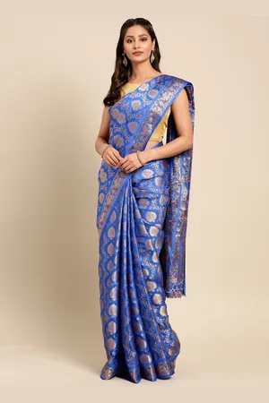 Mimosa Blue Art Silk Woven Design Kanjeevaram Saree