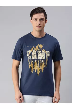 Wildcraft Men Navy Blue Typography Printed T-shirt