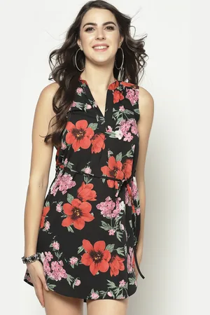 Sera Women Black Printed A-Line Dress