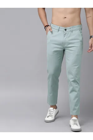 Roadster Men Sea Green Slim Fit Solid Chinos