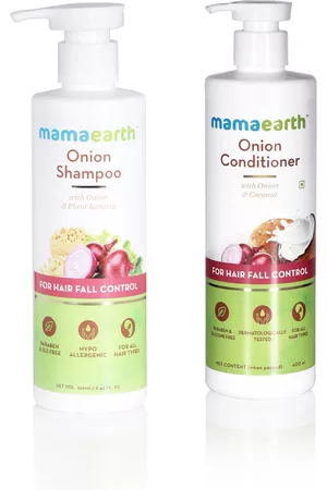 Mamaearth Unisex Set of Onion Hair Fall Control Sustainable Shampoo & Conditioner