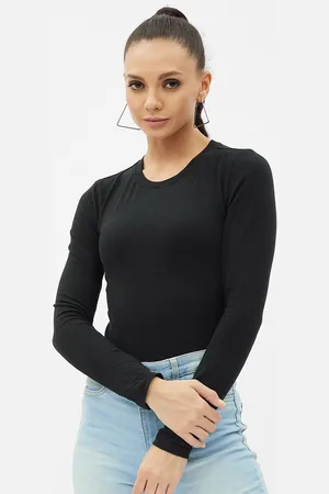 Harpa Women Black Cotton T-shirt