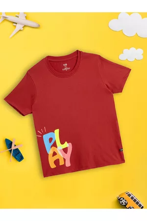 XY Life Boys Red Playmate Super Combed Cotton T-shirt