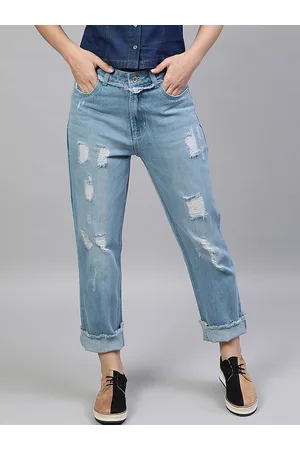 STREET 9 Women Blue Relaxed Fit Mid-Rise Mildly Distressed Jeans