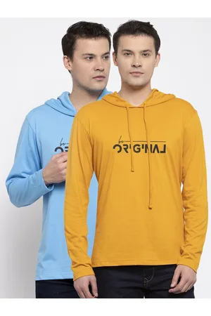Friskers Men Blue & Yellow Pack of 2 Printed Cotton T-shirt