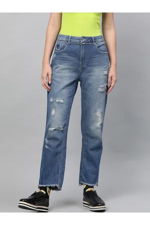 STREET 9 Women Blue Relaxed Fit Mid-Rise Mildly Distressed Stretchable Jeans