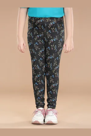 StyleStone Girls Black Printed Jeggings