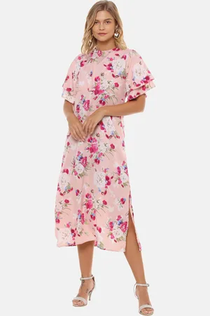 Campus Women Peach-Coloured Printed A-Line Dress