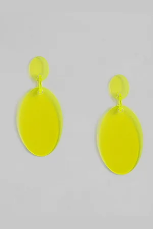 justpeachy Yellow Oval Drop Earrings
