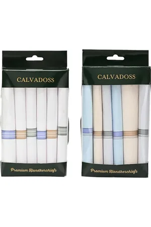 Calvadoss Men Set of 2 Striped Cotton Handkerchiefs