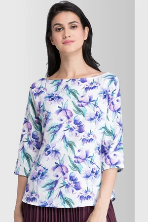 FableStreet Women Purple Floral Printed Top
