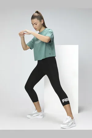 PUMA Women Black Solid ESS 3/4 Logo Tights
