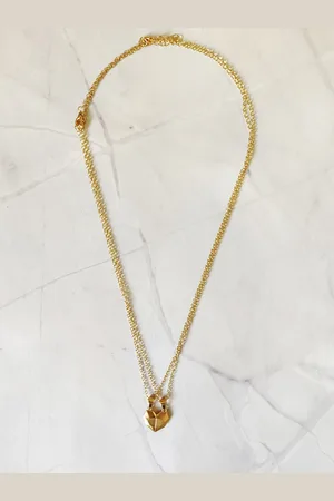 EL REGALO Unisex Set Of 2 Gold-Toned Heart Pendant Necklace